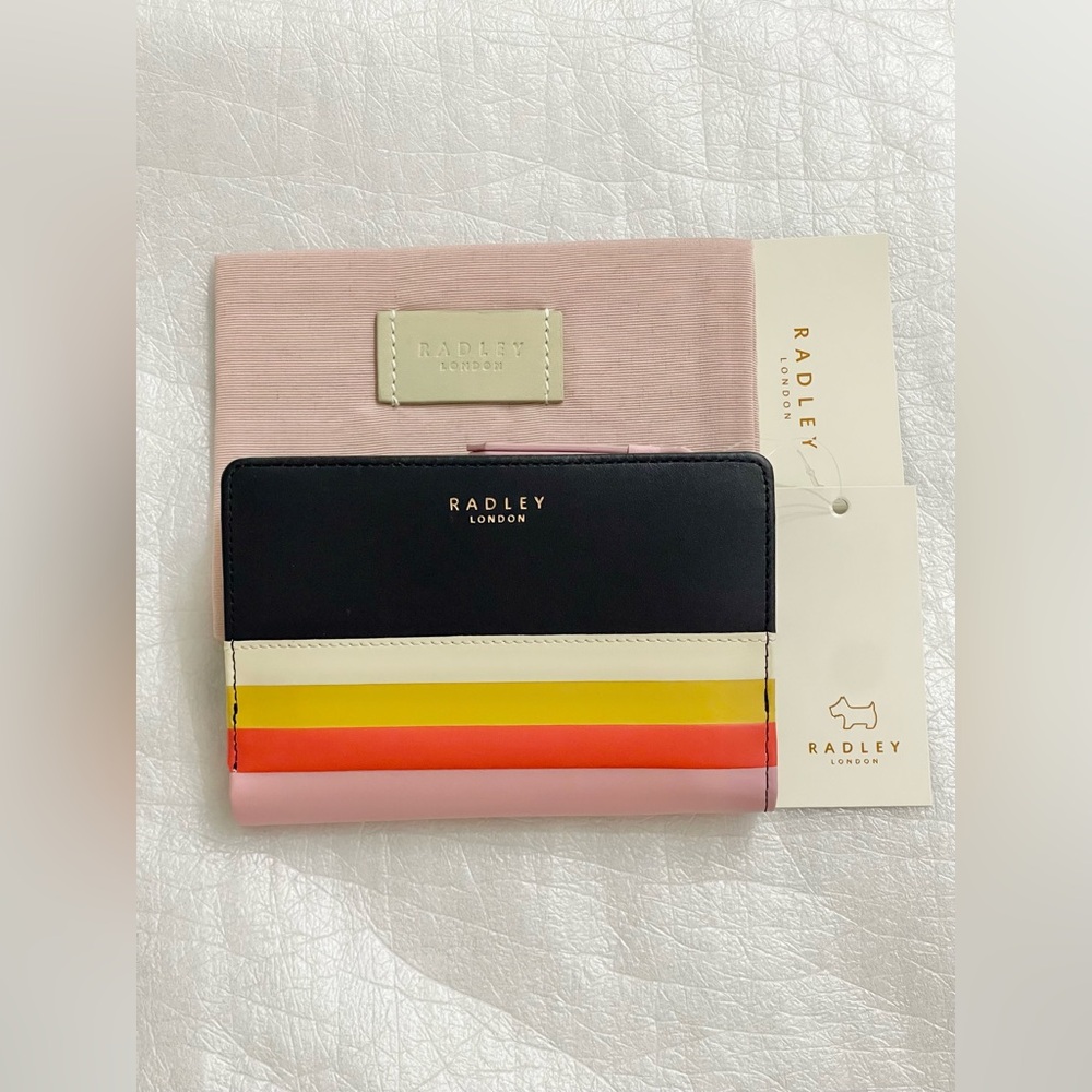 NWT Radley London Hello Summer Medium Purse Scottie Dog Wallet Dark Blue & Pink - Picture 2 of 3